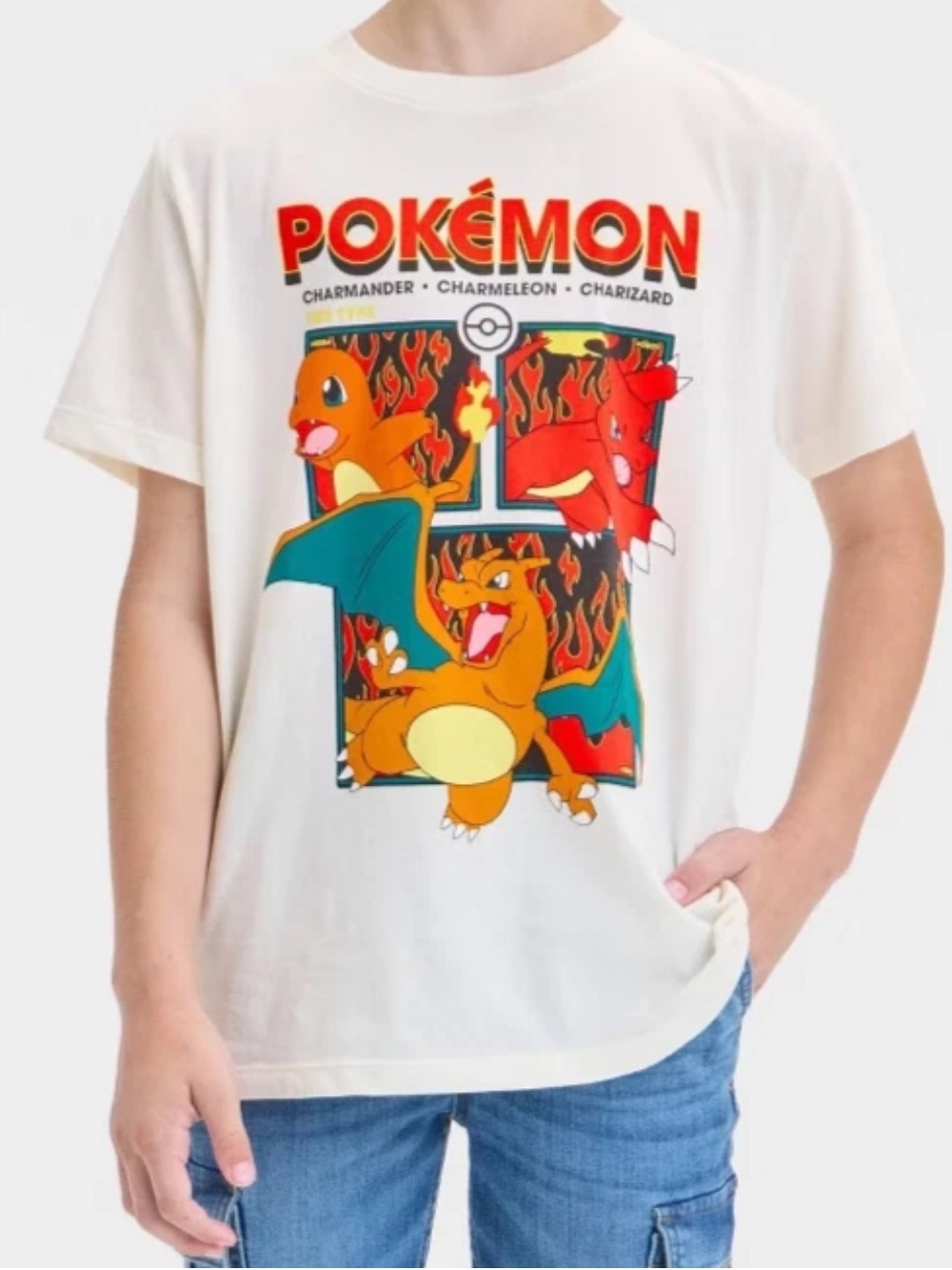 Pokémon Boys’ Short Sleeve Graphic Shirt - Off White M